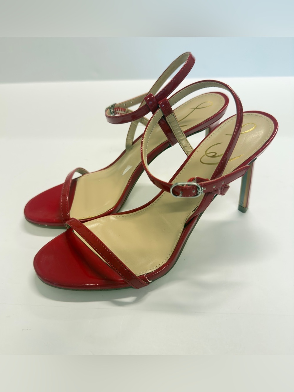 Sam Edelman Doran Red Patent Strappy Stiletto Heels Sandal Size 6.5 EUC